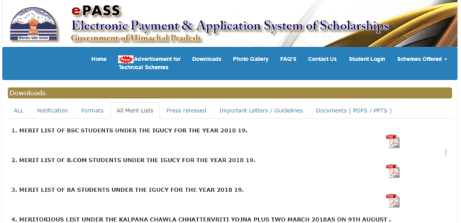 Download Merit List