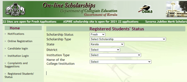 View Registered Students Status 