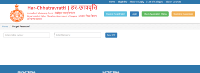 Recover Password for Har-Chhatravratti Scholarship