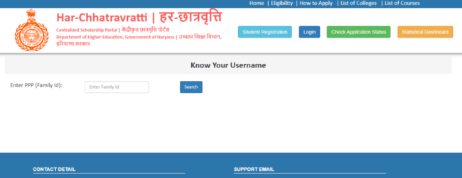 Recover Username for Har-Chhatravratti Scholarship