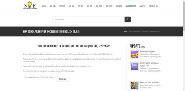 SOF Scholarship of Excellence in English Application Procedure