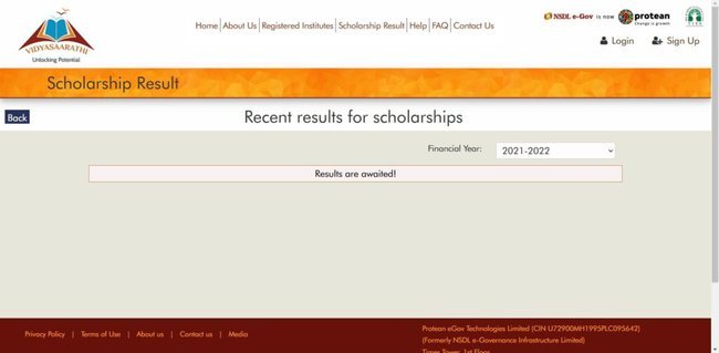 Procedure to Check Scholarship Result