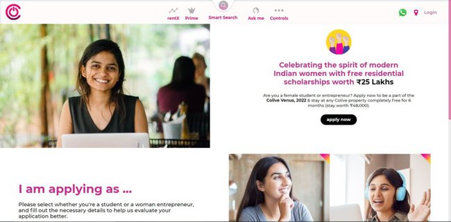 Application Procedure for Colive Venus Scholarship for  Women's 