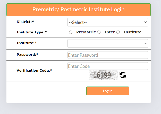 Pre Matric Institute Login  