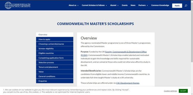 Application Procedure Commonwealth Master’s Scholarship