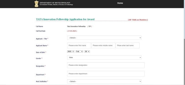 Tata Innovation Fellowship Official Website