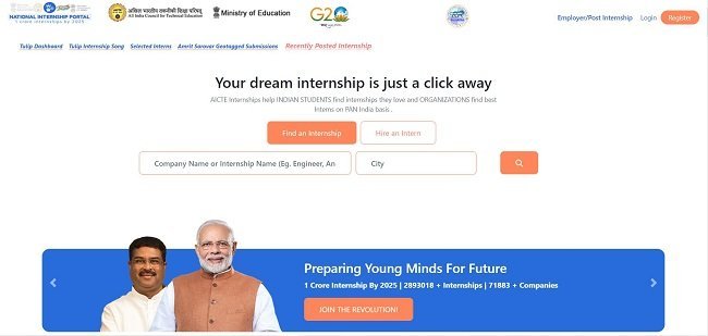 AICTE Tulip IT Internship Official Website