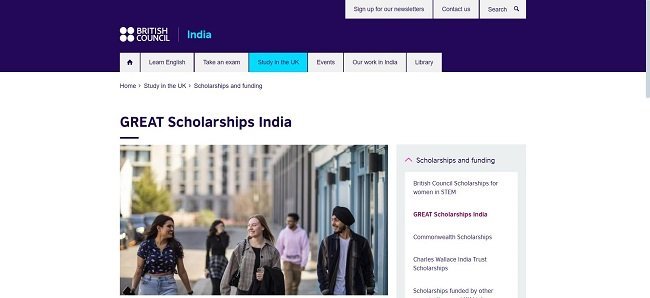 GREAT Scholarship India Official Website