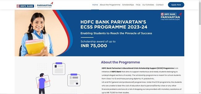 HDFC Scholarship Official Website