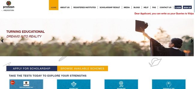 Vidya Vikas Scholarship Official Website
