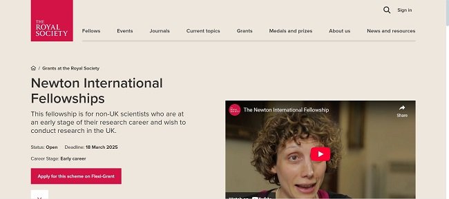 Newton International Fellowship Official Website