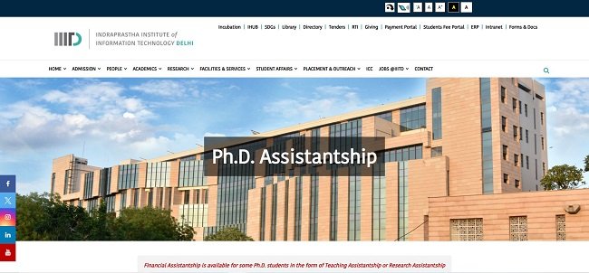IIIT Delhi PhD Fellowship Official Website